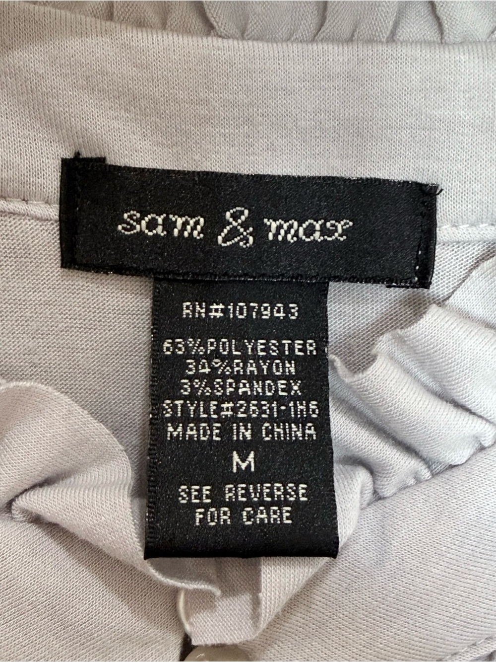Sam & Max Light Gray Ruffle-Front Long Sleeve Tee - Picture 3 of 3